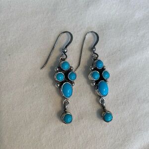 Turquoise Silver Dangle Earrings